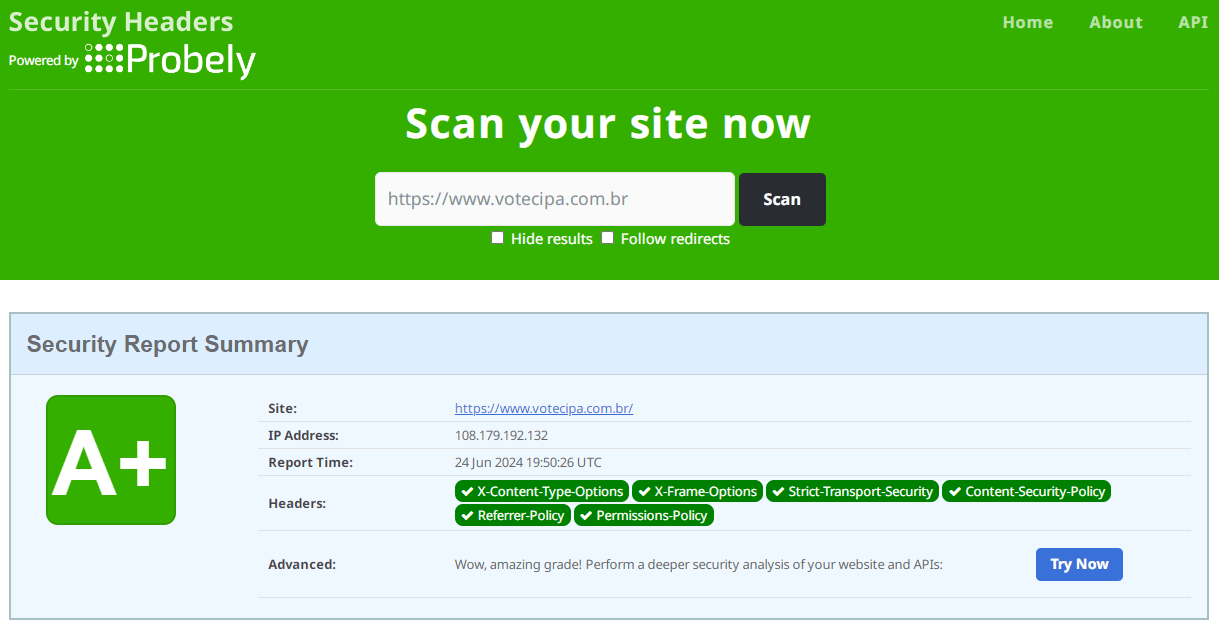VOTECIPA - Segurança HTTP Security Headers